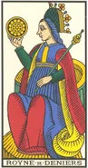 Reine de Deniers — tarot de Marseille