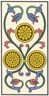 Trois de Deniers — tarot de Marseille